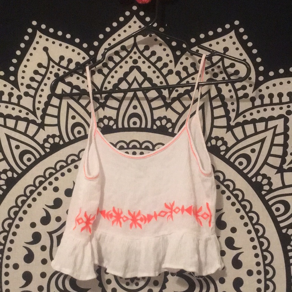 white and neon crop top